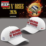 Guns N’ Roses x St. Louis Cardinals World Tour 2026 White Cap, Trendy Music Baseball Cap