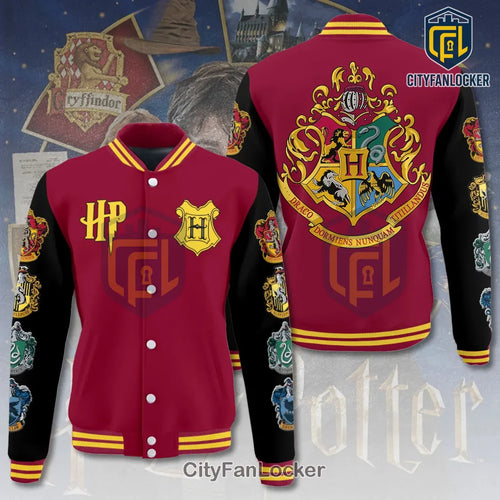 Harry Potter Logo Hogwarts Houses Varsity Jacket