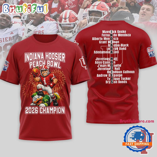 Idiana Hoosiers 2026 Peach Bowl Champion New 3D Shirt
