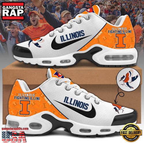 NCAA Custom Name Illinois Fighting Football Mascot Symbol Air Max Plus Shoes Running Sneakers