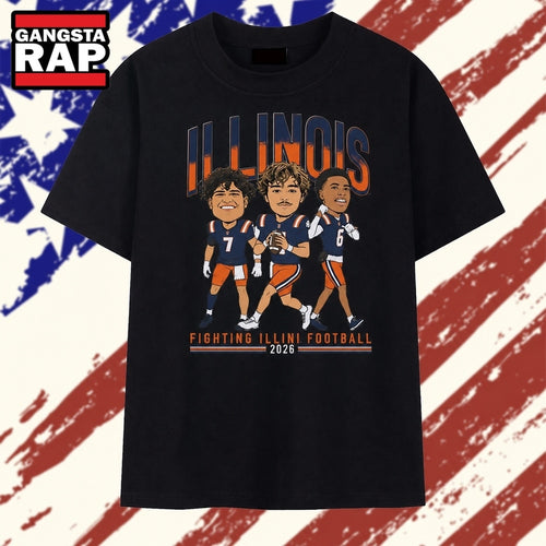 Illinois Fighting Illini Football 2026 Caricature Players T Shirt