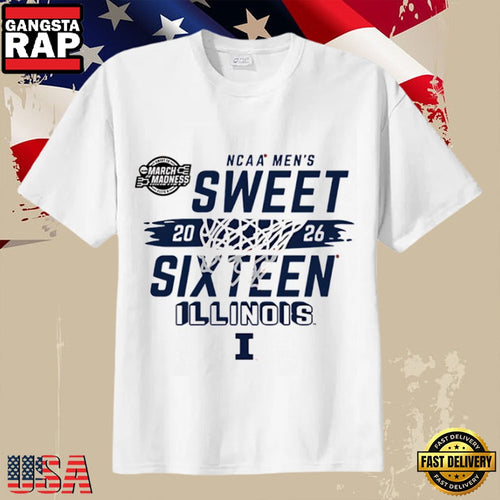Illinois Fighting Illini Sweet Sixteen Bound 2026 March Madness Basketball Net T-Shirt
