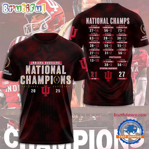 Indiana Hoosiers 2025 National Champions Score Limited Edition 3D Shirt