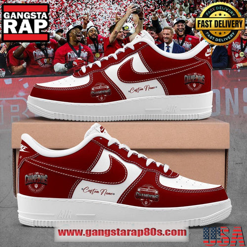 Indiana Hoosiers Big 10 Champions Never Daunted Custom Air Force 1 Running Sneakers Shoes