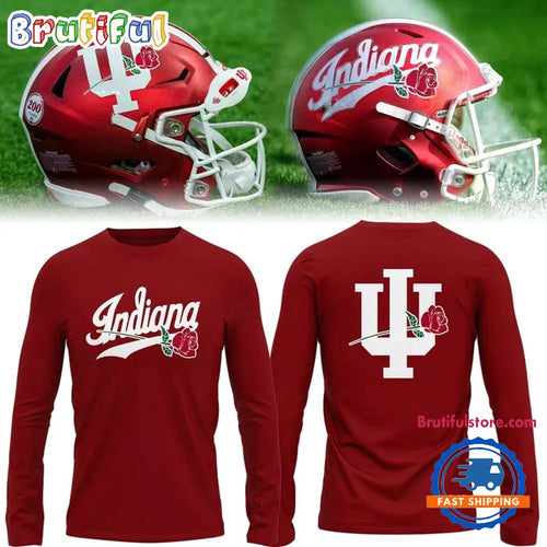 Indiana Hoosiers Football 2025 Rose Bowl White Uniform Long Sleeve Shirt