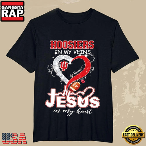 Indiana Hoosiers In My Veins Christian Faith Go Hoosiers Diamond T-Shirt