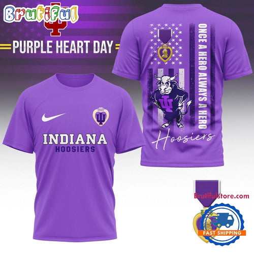 Indiana Hoosiers NCAA National Purple Heart Day Unisex 3D Shirt