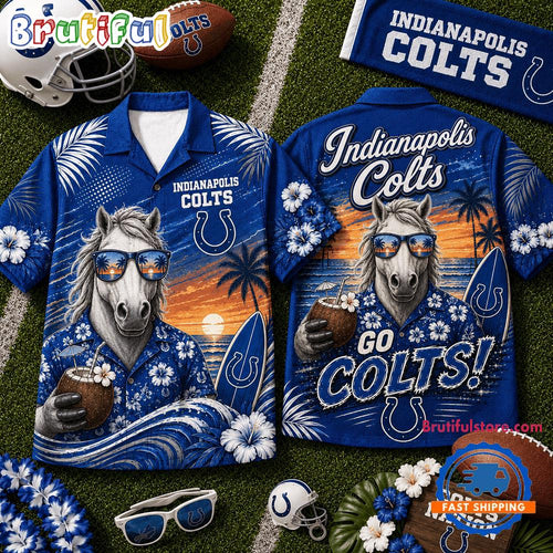 Indianapolis Colts 2026 NFL Mascot Beach Vibes Summer Hawaiian Shirt