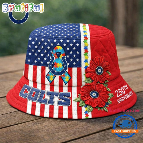 Indianapolis Colts NFL Autism America 250th Anniversary Bucket Hat