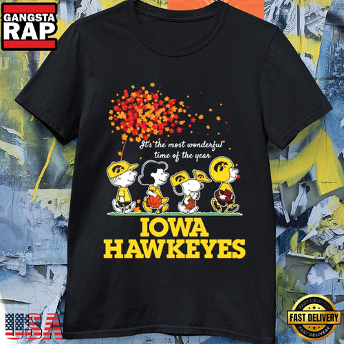 Iowa Hawkeyes X Peanuts Most Wonderful Time of the Year Holiday T-Shirt