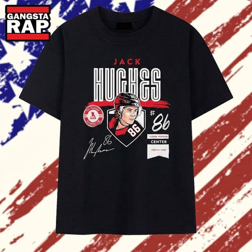 Jack Hughes 2023 All Star Center New Jersey Devils Signature T Shirt.jfif