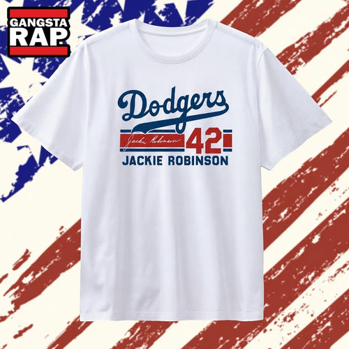 Jackie Robinson Los Angeles Dodgers 42 signature T Shirt