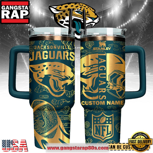 Jacksonville Jaguars Custom Stanley Quencher Tumbler With Handle 40oz
