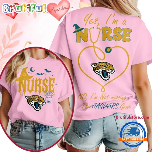 Jacksonville Jaguars NFL Night Shift Never Misses Game Day Halloween Nurse Unisex 3D Shirt