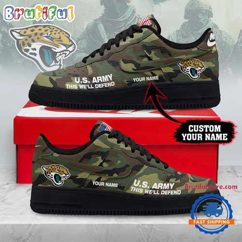 Jacksonville Jaguars NFL US Army Custom Air Force 1 Shoes Sneaker