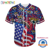 Jacksonville Jaguars USA Flag Independence Day Baseball Jersey, Sport Team 4th of July Jersey
