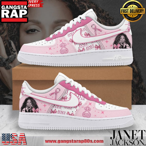 Janet Jackson Breast Cancer Awareness Air Force 1 Running Sneakers Shoes