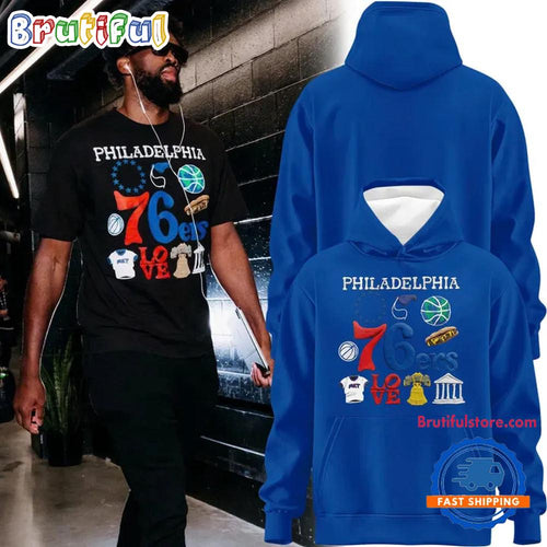 Joel Embiid Philadelphia 76ers 2026 Playoff Blue Hoodie T-Shirt