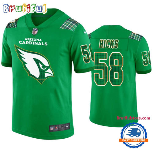 Jordan Hicks Arizona Cardinals #58 St. Patricks Day Kelly Green Football Jersey