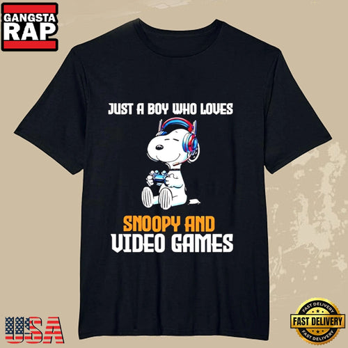 Just a Boy Who Loves Video Games and Snoopy Fan T-Shirt