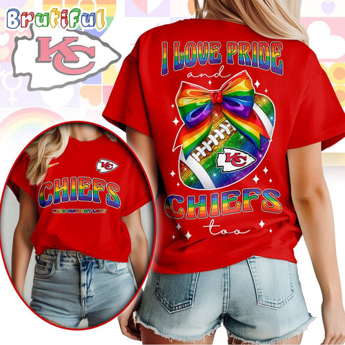 Kansas City Chiefs 2026 NFL Pride Month Football Bow Unisex 3D Shirt