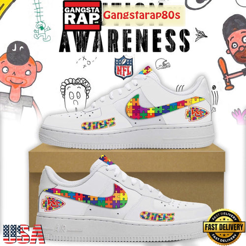 Kansas City Chiefs Autism Awareness Limited Edition Air Force 1 Sneakers Shoes