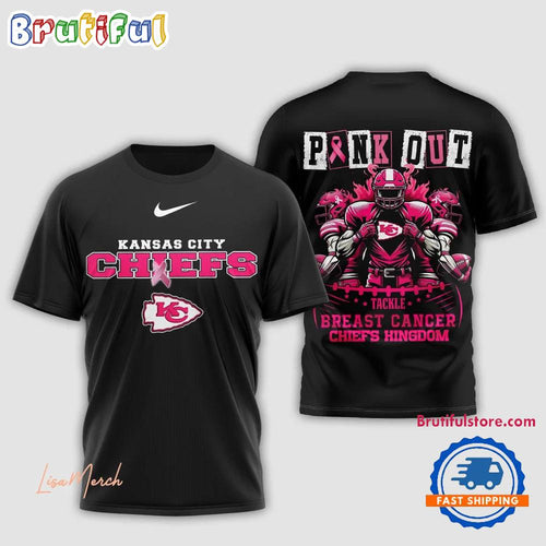 Kansas City Chiefs Football Pink Out Tackle Breast Cancer New Design 3D Shirt