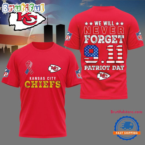 Kansas City Chiefs We Will Never Forget 9 11 Patriot Day 2025 Unisex 3D Shirt
