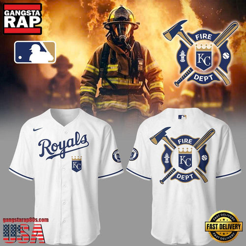 MLB Kansas City Royals x Firefighter Appreciation Night White Baseball Jersey Shirt