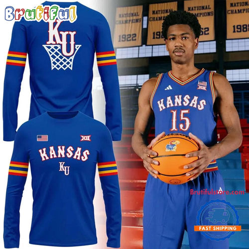 Kansas Jayhawks Basketball Retro 1988 Uniform Limited Edition Long Sleeve Shirt