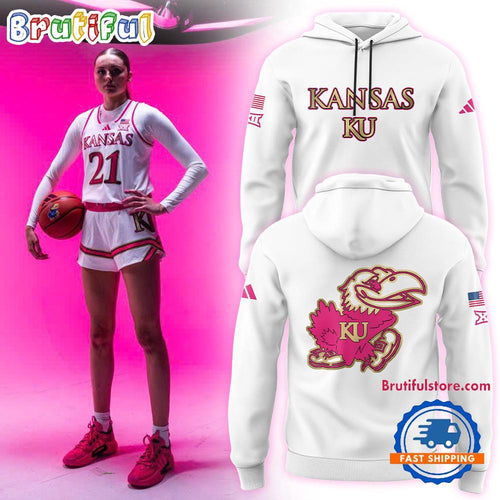 Kansas Jayhawks Women’s Basketball NCAA 2025 Limited White Hoodie T-Shirt