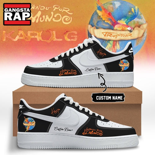 Karol G VIAJANDO POR EL MUNDO TROPITOUR Signed 2026 Black Air Force 1 Shoes , Music Trending Shoes