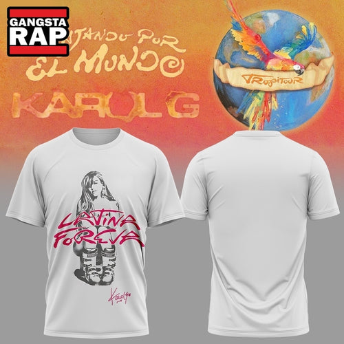 Karol G VIAJANDO POR EL MUNDO TROPITOUR White T Shirt , Music Trend Shirt