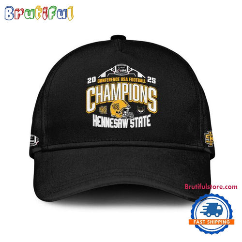 Kennesaw State Owls 2025 C-USA Football Conference Champions Limited Edition Black Cap