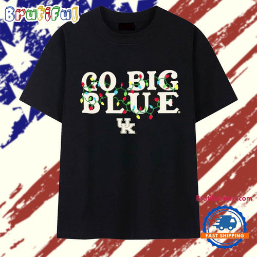 Kentucky Wildcats Go Big Blue String Lights Christmas T Shirt