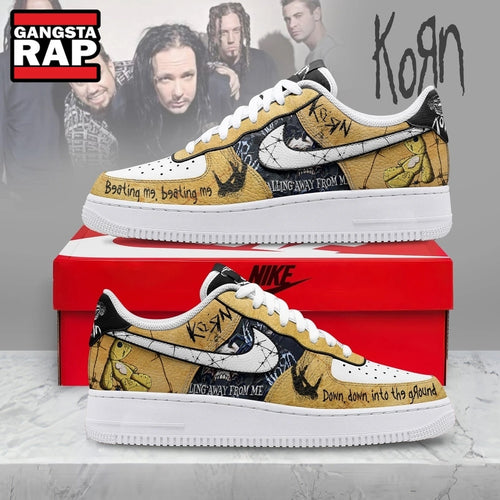 Korn Band Nu Metal Yellow Graphic Air Force 1 Shoes Sneakers, Music Air Force 1 Shoes