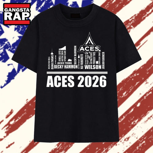 Las Vegas Aces 2026 Typography Skyline Fan T Shirt