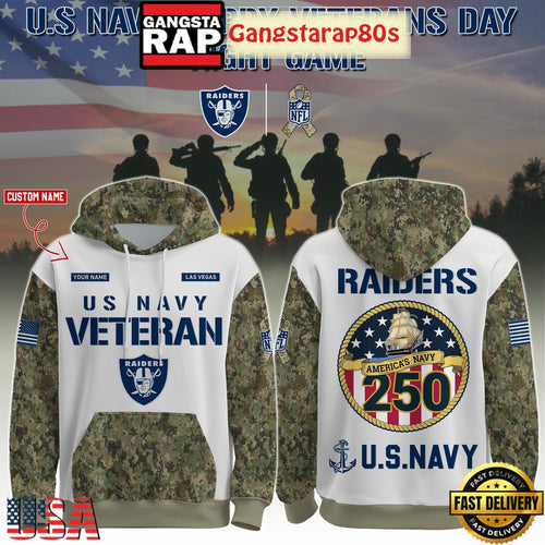 Las Vegas Raiders NFL x US Navy Veteran 250th Birthday 2025 Custom Hoodies Joggers Set