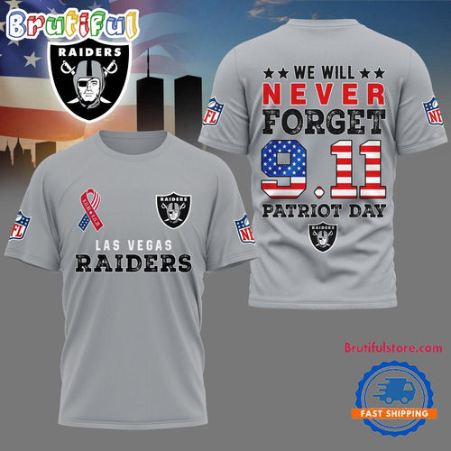 Las Vegas Raiders We Will Never Forget 9 11 Patriot Day 2025 Unisex 3D Shirt