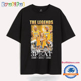 Lebron James And Michael Jordan The Legends 3Peat 2000 2001 2002 Los Angeles Lakers Signatures T Shirt
