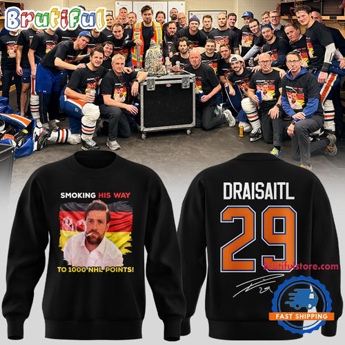Leon Draisaitl Edmonton Oilers 1000 Career NHL Points Black Sweatshirt