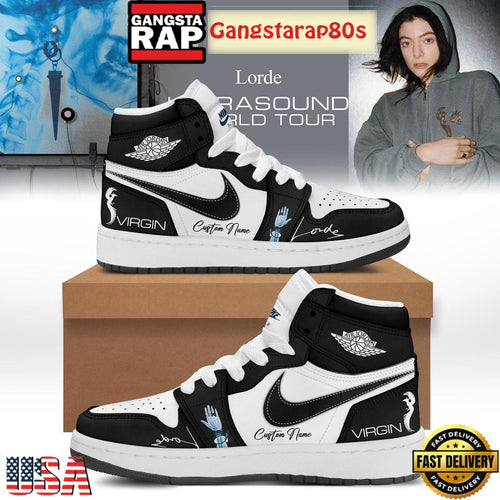 Lorde Ultrasound World Tour Virgin Black Custom Air Jordan 1 Sneakers Shoes