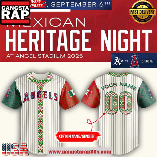 Los Angeles Angels 2025 Mexican Heritage Night Custom Baseball Jersey Shirt