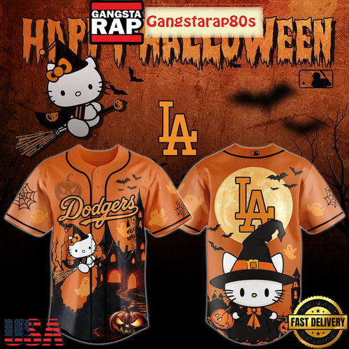 Los Angeles Dodgers Collab Hello Kitty Halloween 2025 Baseball Jersey