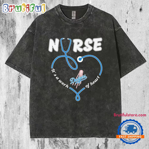 Los Angeles Dodgers Nurse It’s A Work Of Heart Mineral Wash T Shirt