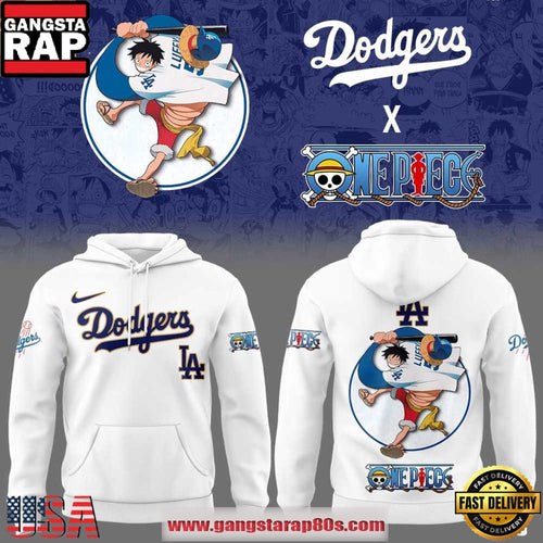 Los Angeles Dodgers x One Piece Night 2026 Luffy Straw Hats White Hoodie