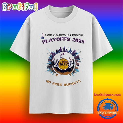Los Angeles Lakers No Free Buckets Playoffs 2025 City Skyline Shirt