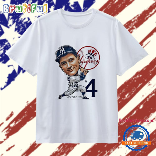 Lou Gehrig New York Yankees Signature Caricature T Shirt
