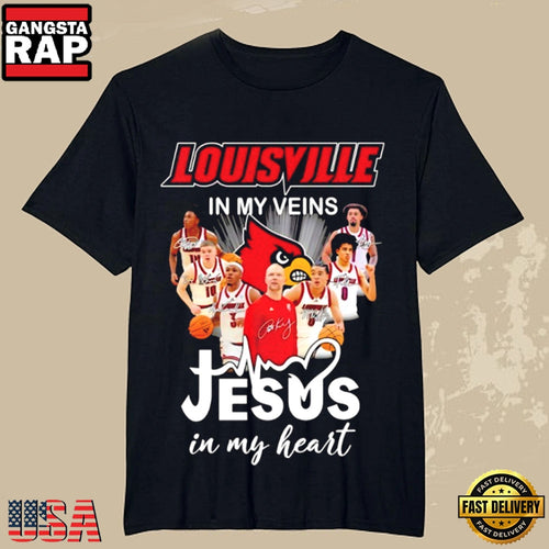 Louisville Cardinals Coach Pat Kelsey In My Veins Jesus In My Heart T-Shirt
