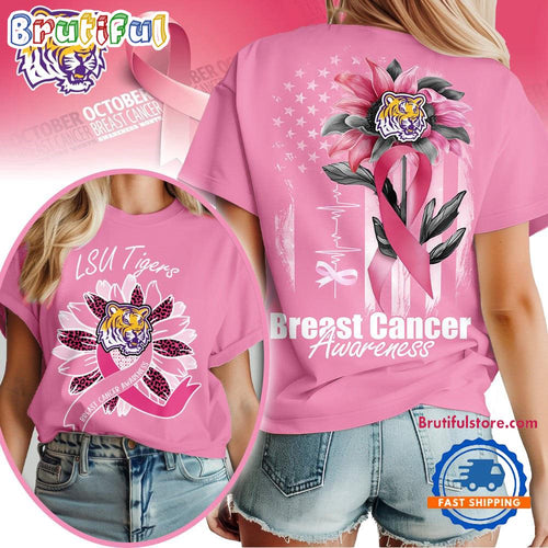 LSU Tigers 2025 NCAA Breast Cancer Sunflowers Unisex 3D Shirt